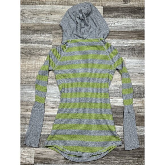Mossimo Supply Womens Gray Green Striped Long Sleeve Hooded Sweater Size Large - Picture 6 of 14